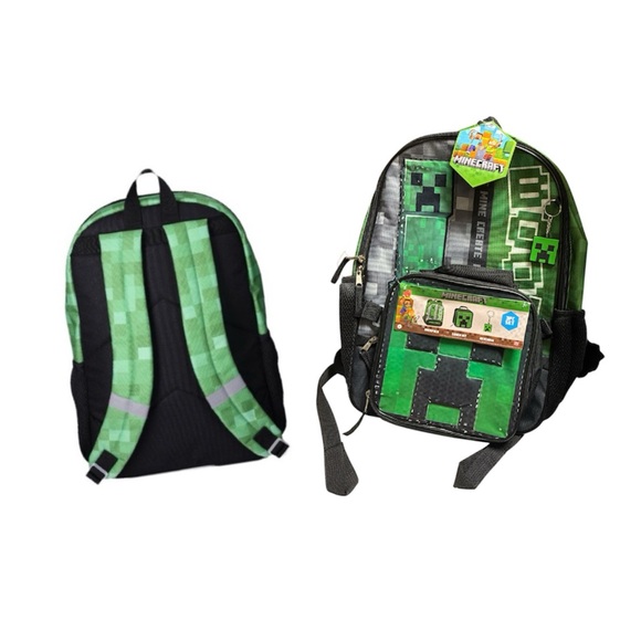 Minecraft Creeper 17” Backpack With Lunchbox And Keychain Set - Picture 6 of 6